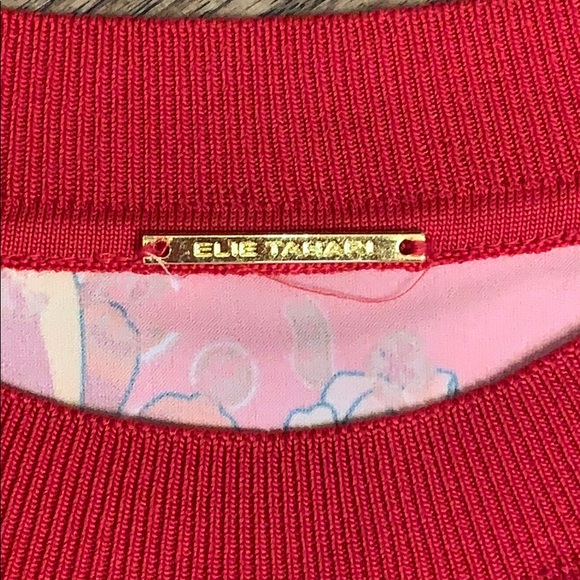 ElieTahari red floral dress never worn! Beautiful - Picture 3 of 7